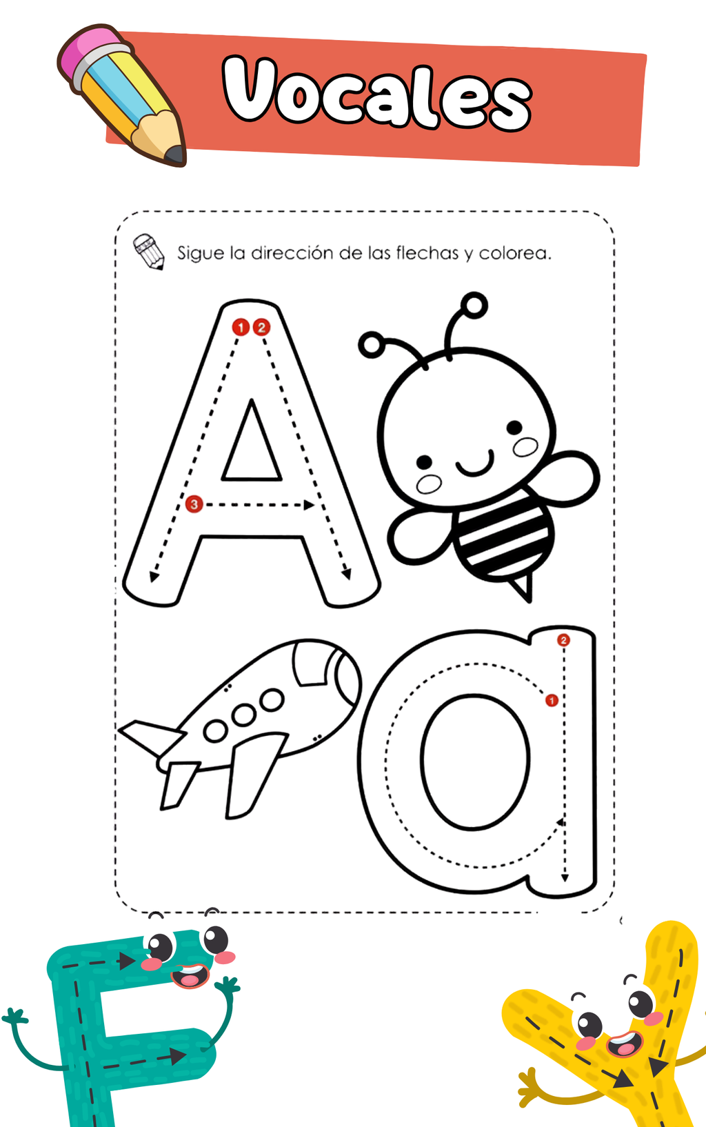 Libro de actividades: vocales, abecedario, lectura y dibujo