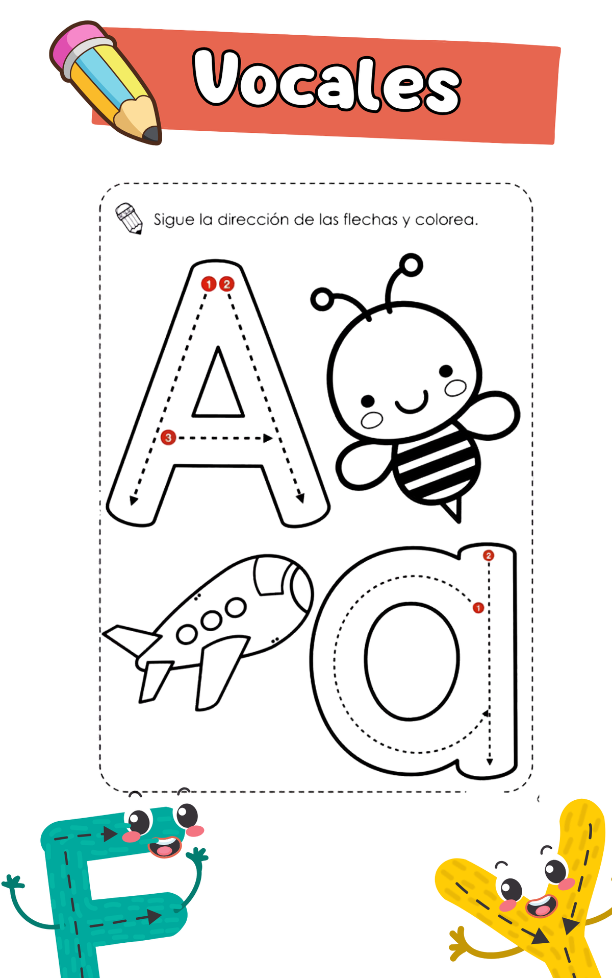 Libro de actividades: vocales, abecedario, lectura y dibujo